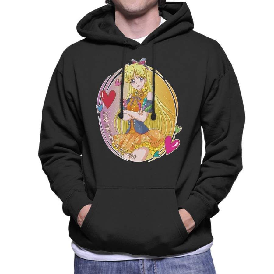 Happy New Year Minako Sailor Venus Sailor Moon Men’s Hooded Sweatshirt