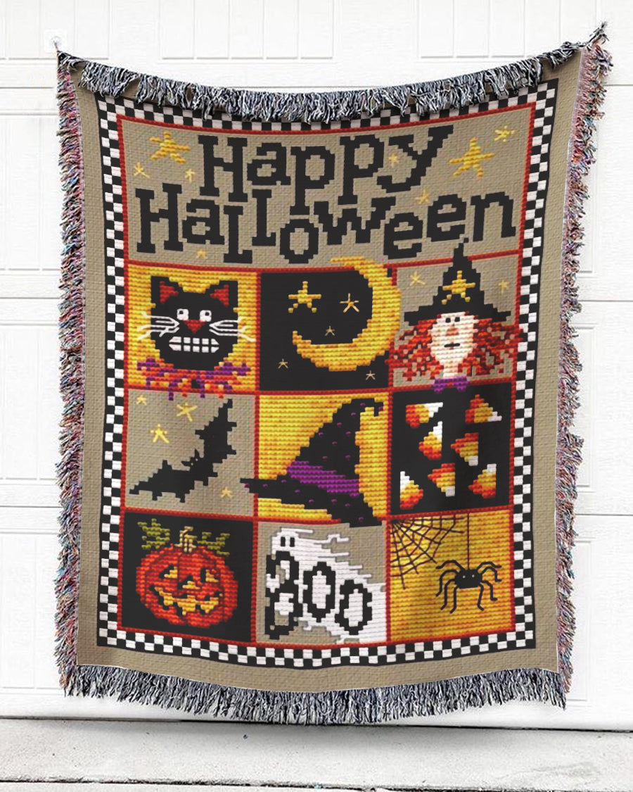 Woven Throw For Kids Halloween Gift, Happy Halloween, Cotton Blanket