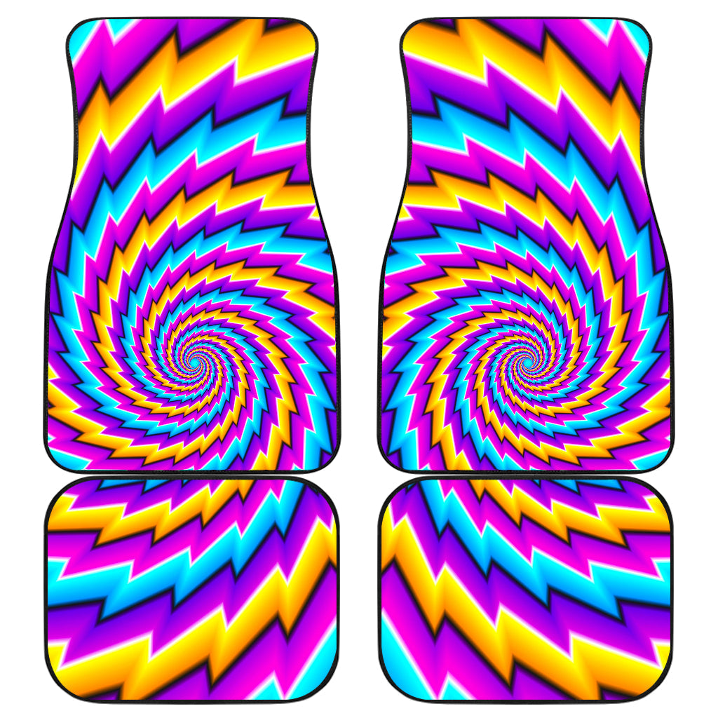 Twisted Spiral Moving Optical Illusion Front And Back Car Floor Mats, Front Car Mat