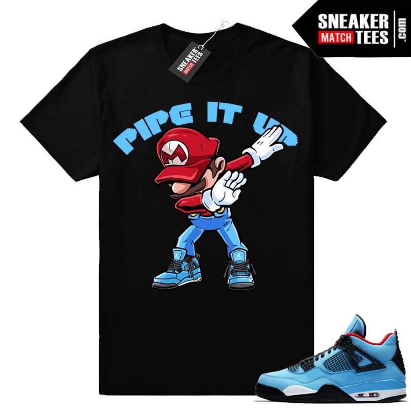 Air Jordan 4 Cactus Jack Tee ? Pipe it Up Mario ? Black tee