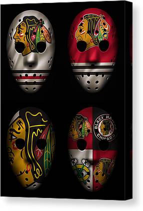 Chicago Blackhawks Jersey War Masks 1000 Joe Hamilton Canvas Print