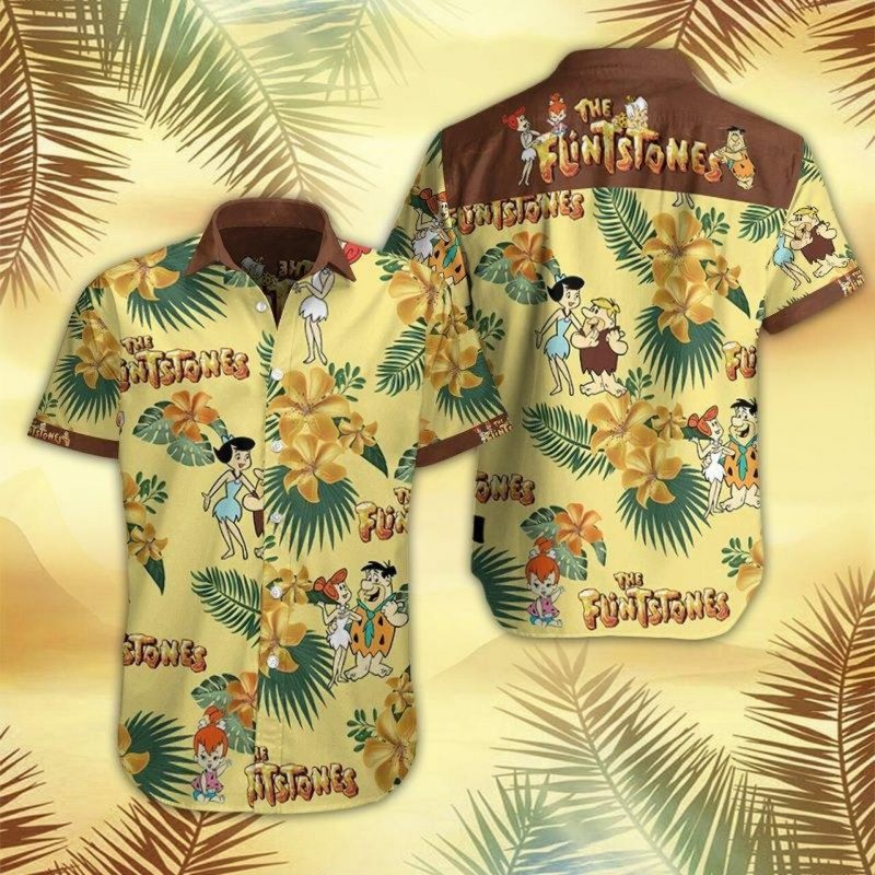 The Flintstone Hawaii Graphic Print Short Sleeve Hawaii Casual Shirt Ha62962