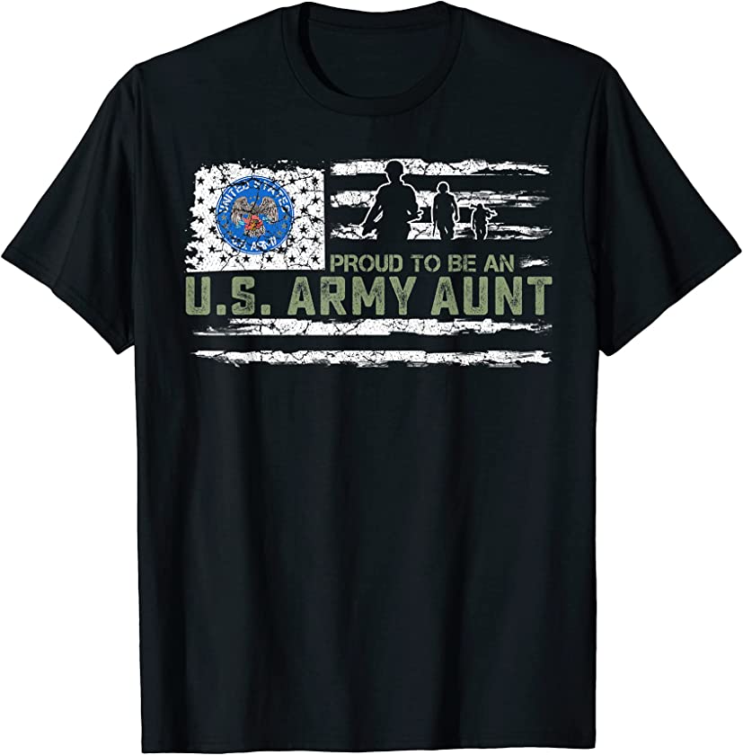 Vintage USA American Flag Proud To Be An Army Aunt Military T-Shirt