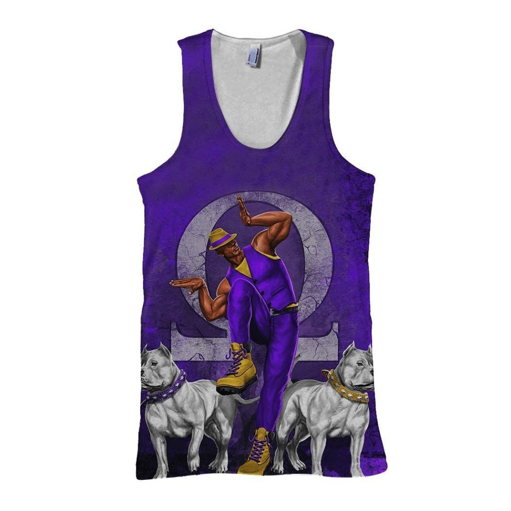 Ques Men Bulldog Omega Psi Phi Hand Sign Crest Tank Top