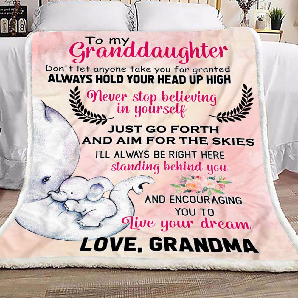 Grandma To Granddaughter Elephant Fleece Blanket Gift For Granddaughter