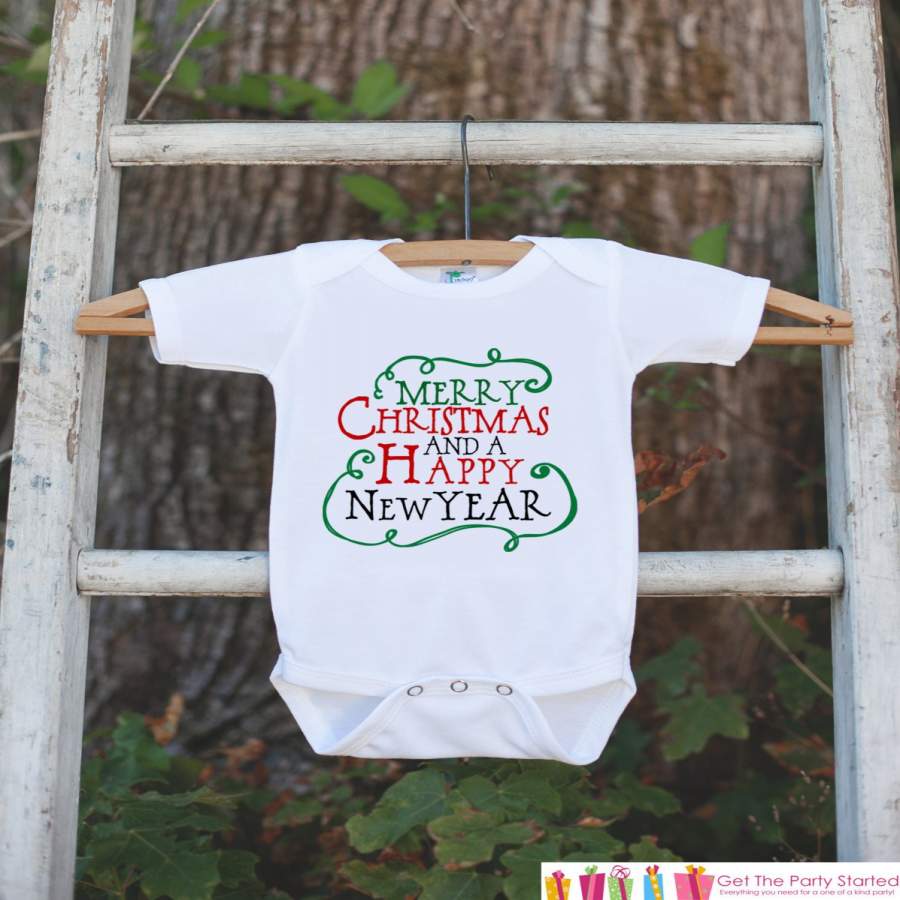 Shirtifyco Style - Kids Christmas Outfit - Merry Christmas Happy New Year Onepiece - Novelty Christmas Shirt for Baby Boy or Baby Girl - Kid Christmas Bodysuit