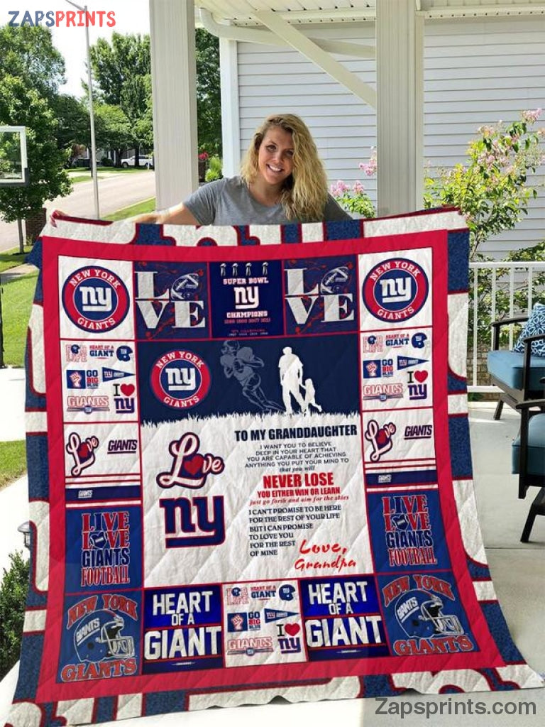 New York Giants To My Grandaughter Love Grandpa 3D Printing Quilt Gift For Fan Football Lovers