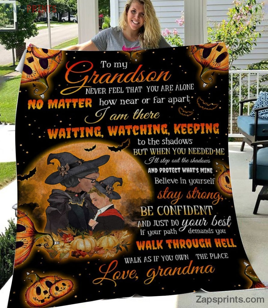 Gift For Grandson – Halloween Gift – To My Grandson – Wicca – Walk Through Hell – Blanket