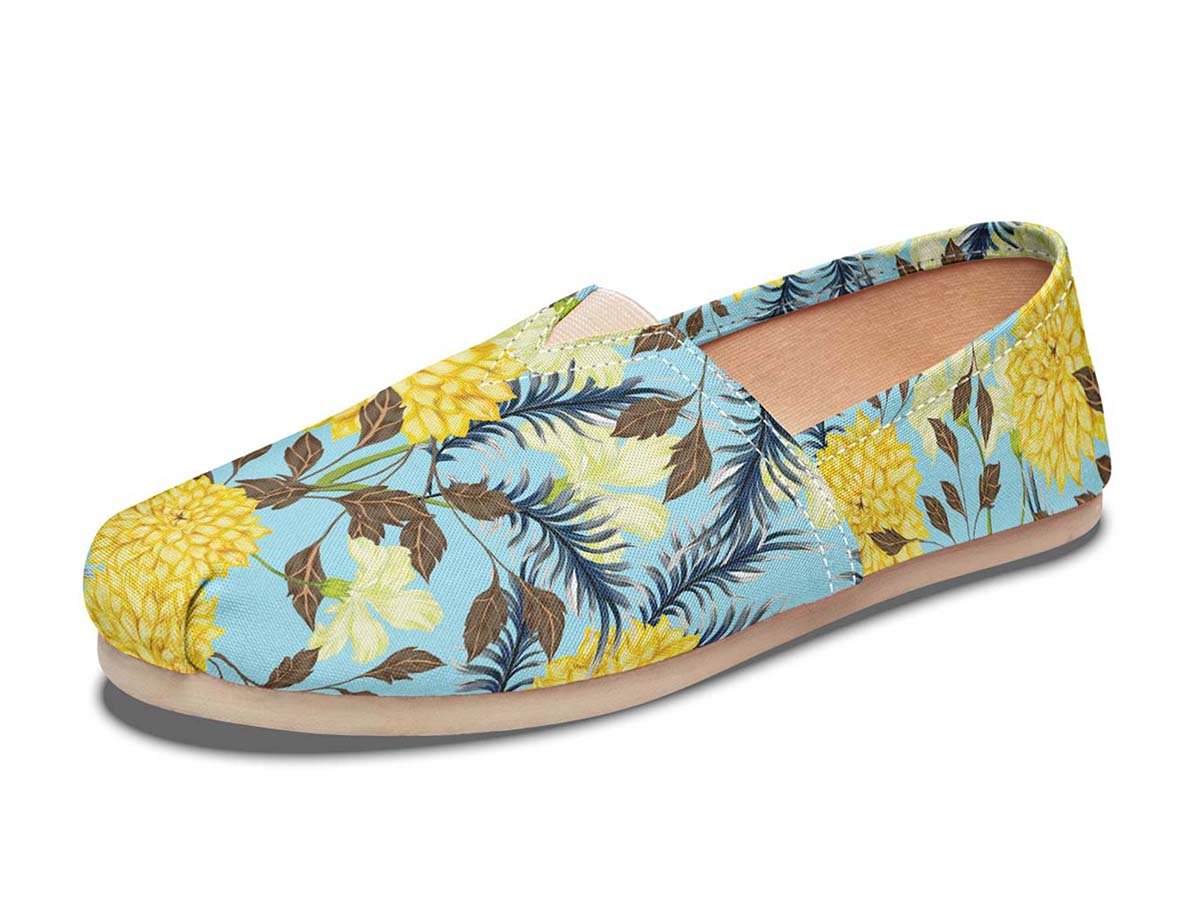 Yellow Flowers, Canvas Shoes, Boho Shoes, Vegan Shoes, Men’S Shoes, Woman’S Shoes, Custom Printed, Abstractprint