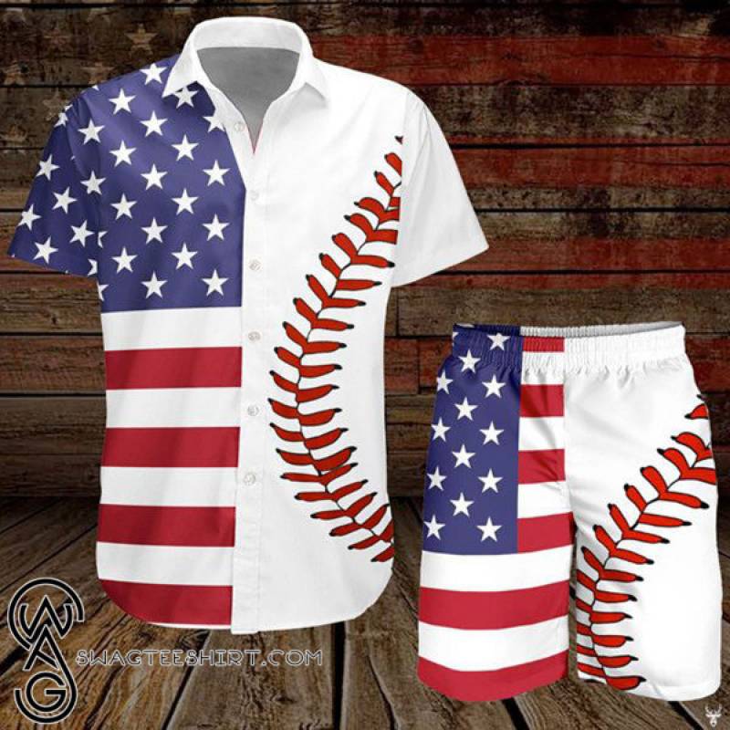 Baseball american flag hawaiian shirt – Maria