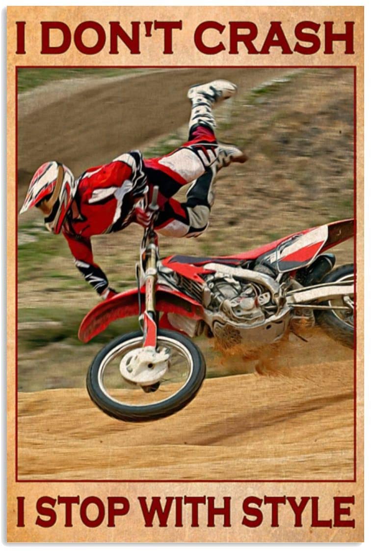 Vintage Man Riding And Jumping Motocross – Stop With Style Poster Art Print      Home Decor Gift For Men Women Family Friend On Birthday Xmas