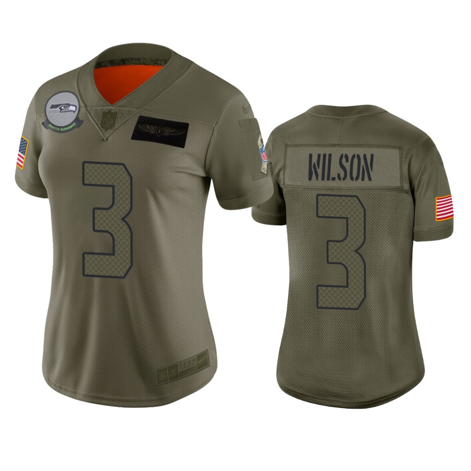 Womens Seattle Seahawks Russell Wilson Camo 2019 Salute To Service Limited Jersey