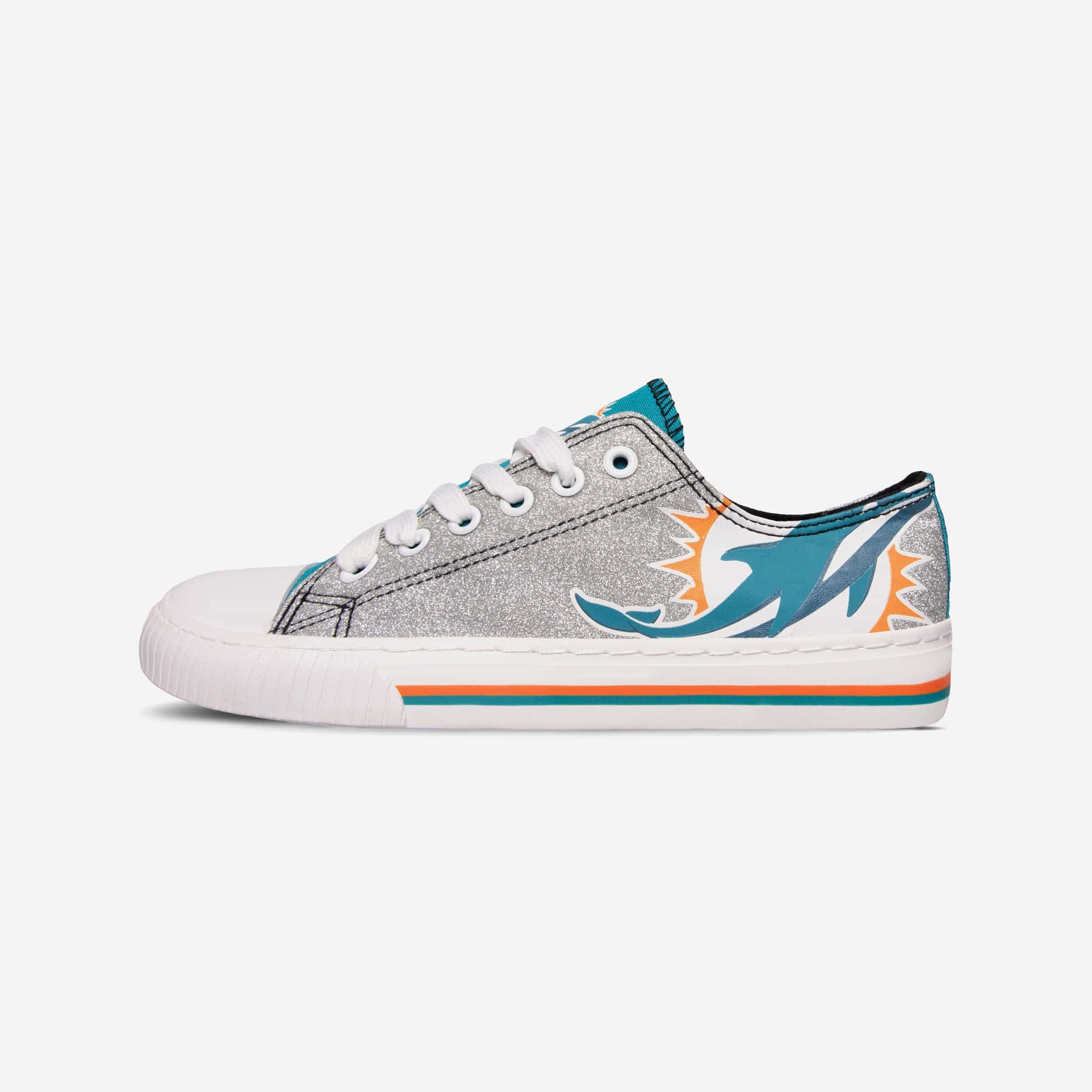 Miami Dolphins Womens Glitter Low Top Canvas Shoe