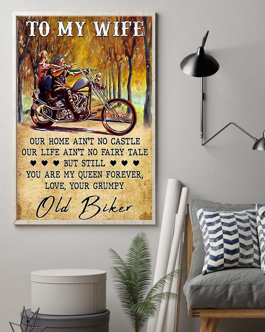 Motorcycle To My Wife – Old Biker Vertical Canvas And Poster | Wall Decor Visual Art