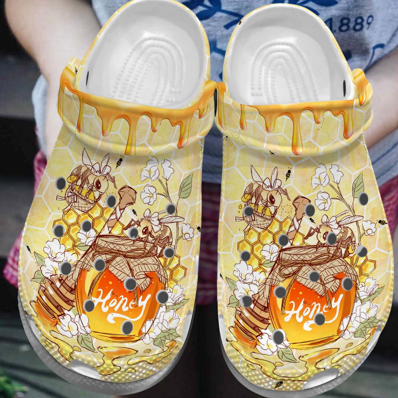 Honey Bee Personalized Clog, Custom Name, Text, Color, Number Fashion Style For Women, Men, Kid, Print 3D