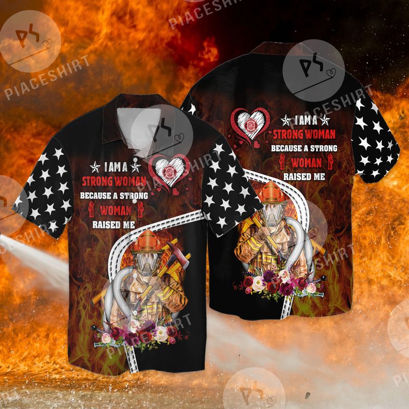 A Strong Woman Firefighter Gift 3D Full Print Hawaiian Shirt