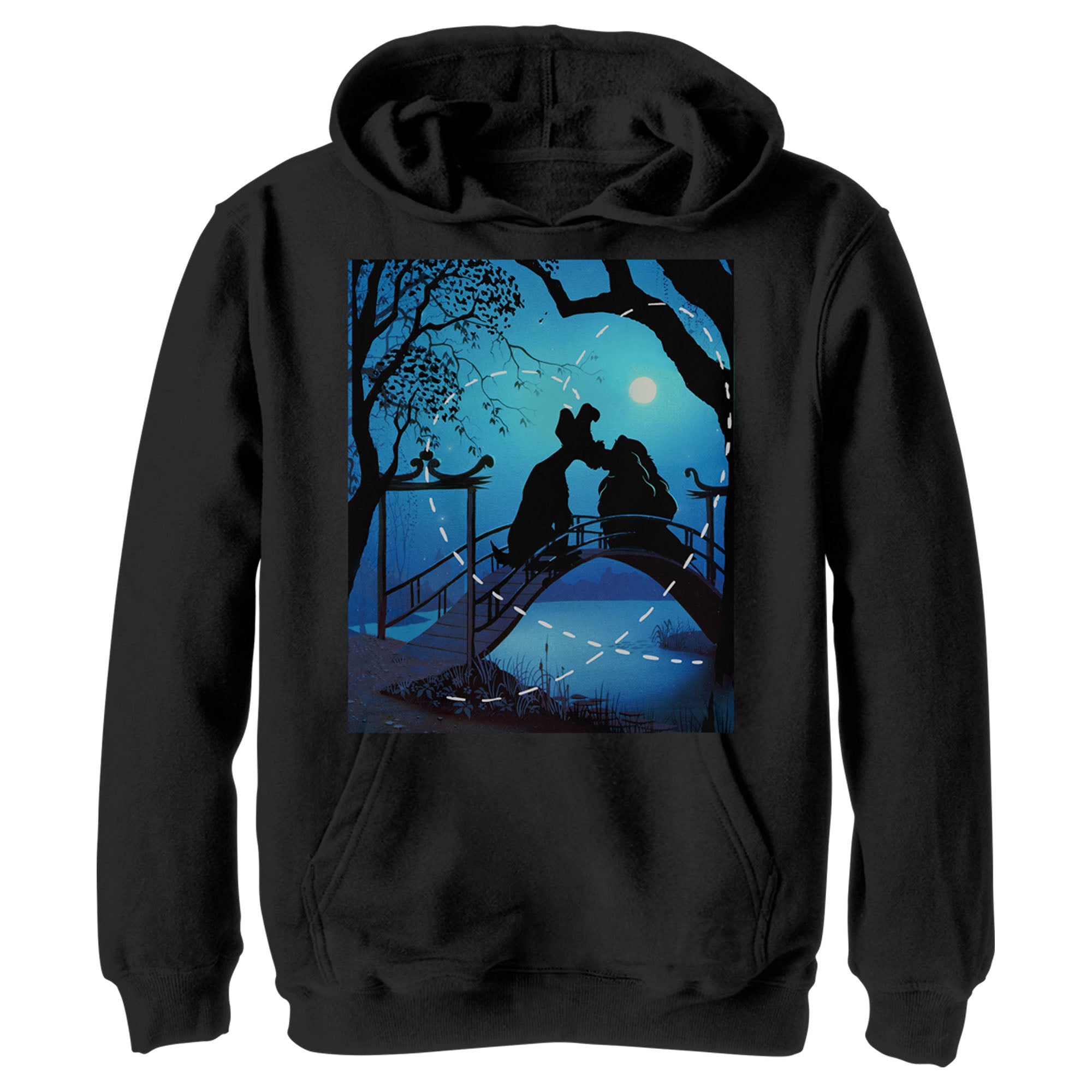 Boy’S Lady And The Tramp Kissing In The Moonlight Silhouette Pull Over Hoodie