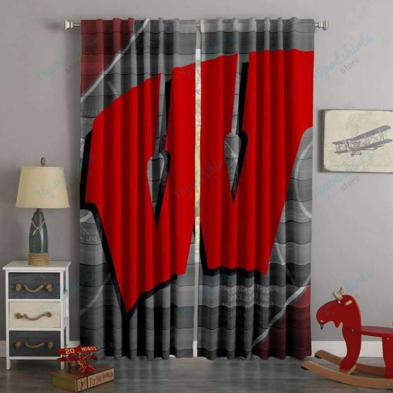 3D Printed Wisconsin Badgers Style Custom Living Room Curtains