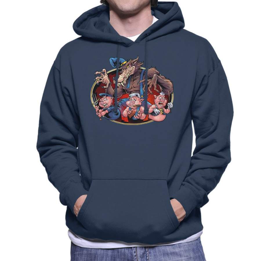 Big Bad Wolf Three Little Pigs Men’s Hooded Sweatshirt