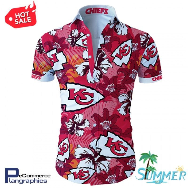 Kansas City Chiefs Tropical Flower Hawaiian Aloha Shirt Hawaiian Shorts Beach Short Shirt