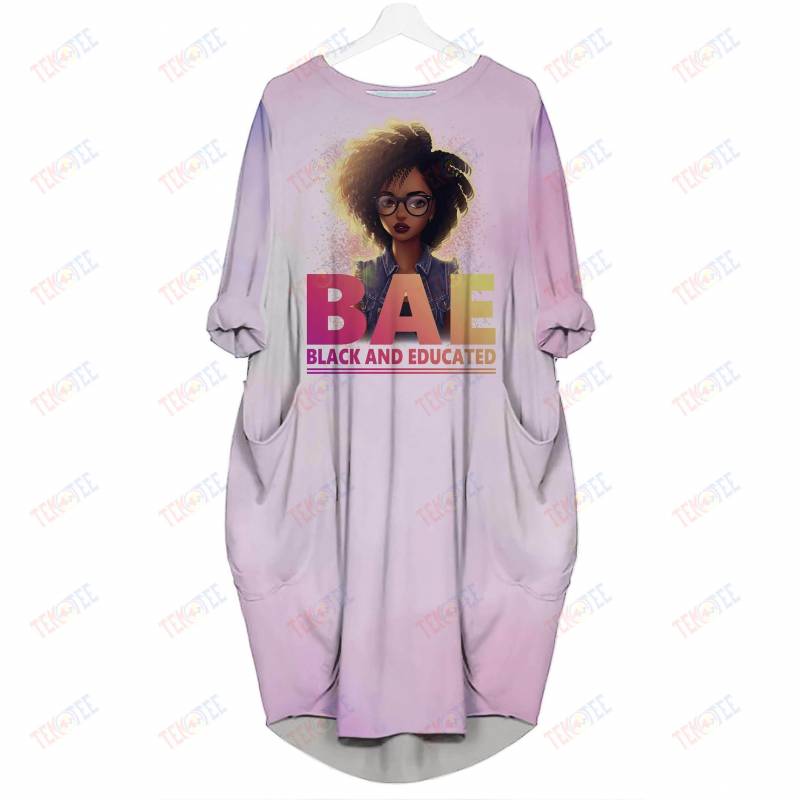 Temotee African Dress 7 – BAE Black And Educated 3D Dress for Melanin Women Afro Girl Shirt African American Woman Gift Idea TMT9012