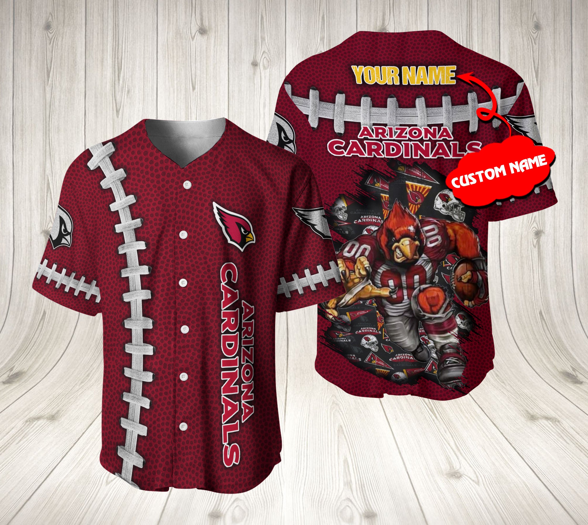 Arizona Cardinals Baseball Jersey Mascot Logo Custom Name