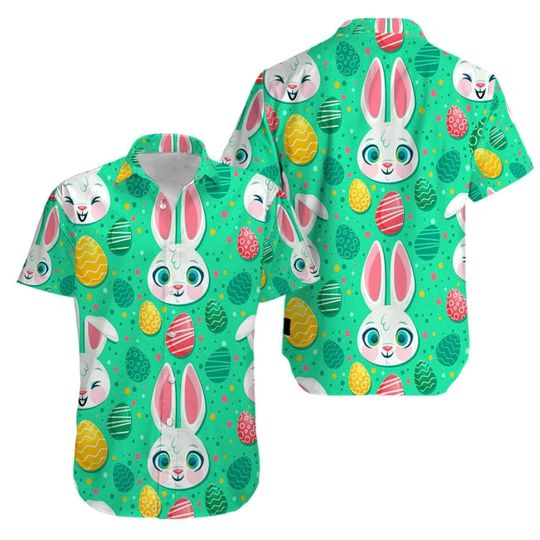 Bunny Green Egg Happy Easter Day Hawaiian Shirt | For Men & Women | Hl2065