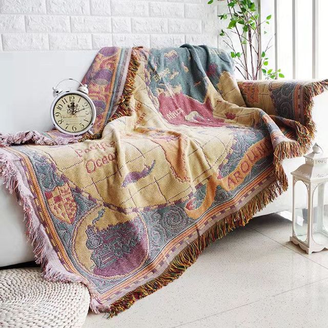 Textile City American Country Retro Jacquard Woven Blanket Sun Moon God Sofa Throw Dust-proof Cushion Carpet Cushion 180x230cm alx