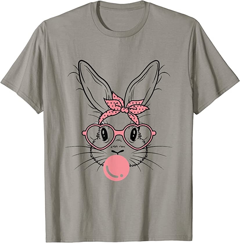 Cute Bunny Rabbit With Bandana Glasses Bubblegum T-Shirt