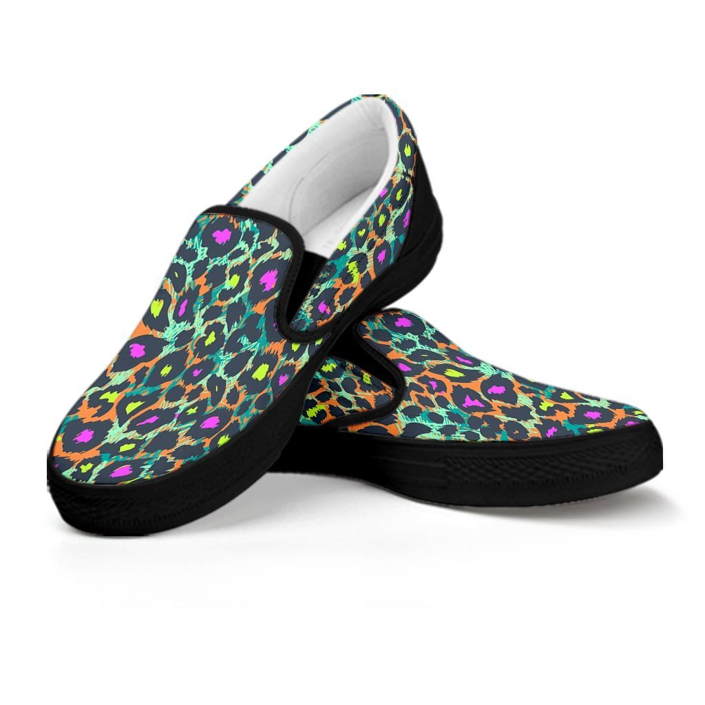 Colorful Neon Leopard Men’S Slip On Sneakers