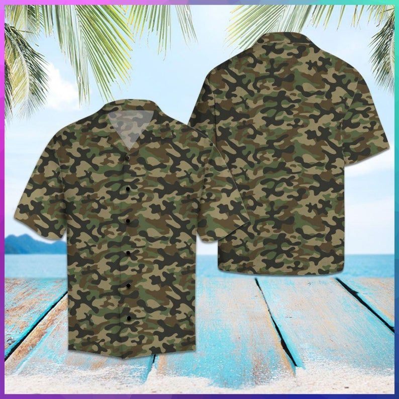 Camouflage Green Brown Unique Design Hawaii Shirt Ha14661