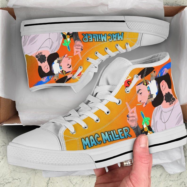 Mac Miller Custom Hightop Music Hightop Mac Miller Shoes Hip Hop Mac Miller Shoes White High Top Shoes