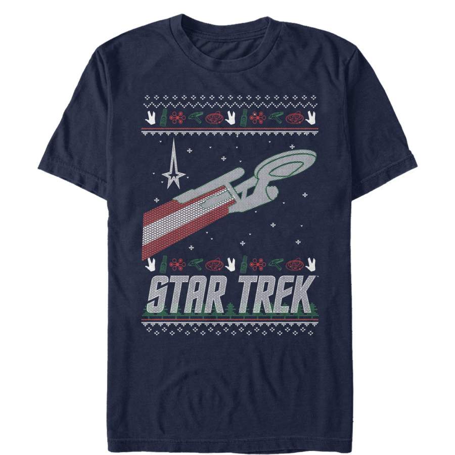 Star Trek Men’s Ugly Christmas Starfleet  T Shirt