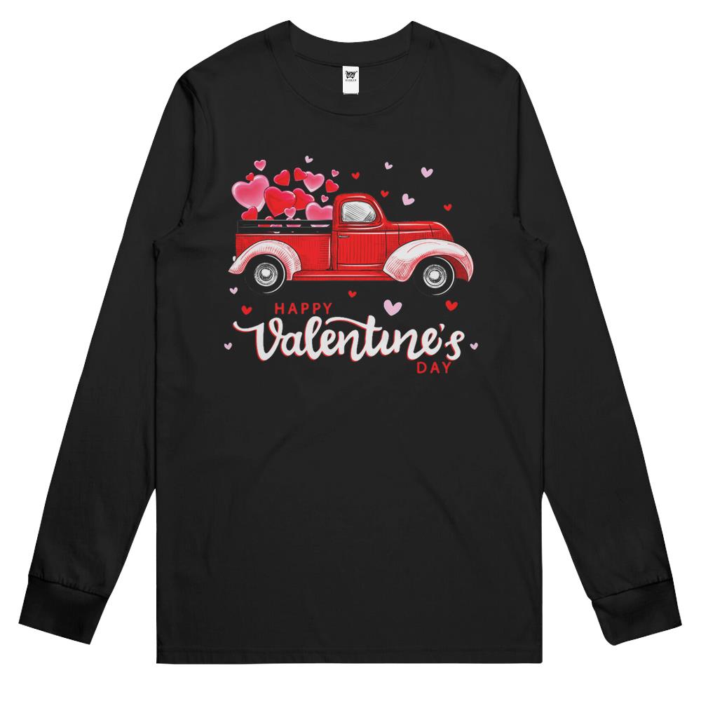 Red Truck With Hearts Happy Valentine’S Day Gifts For Women Long Sleeve T Shirts