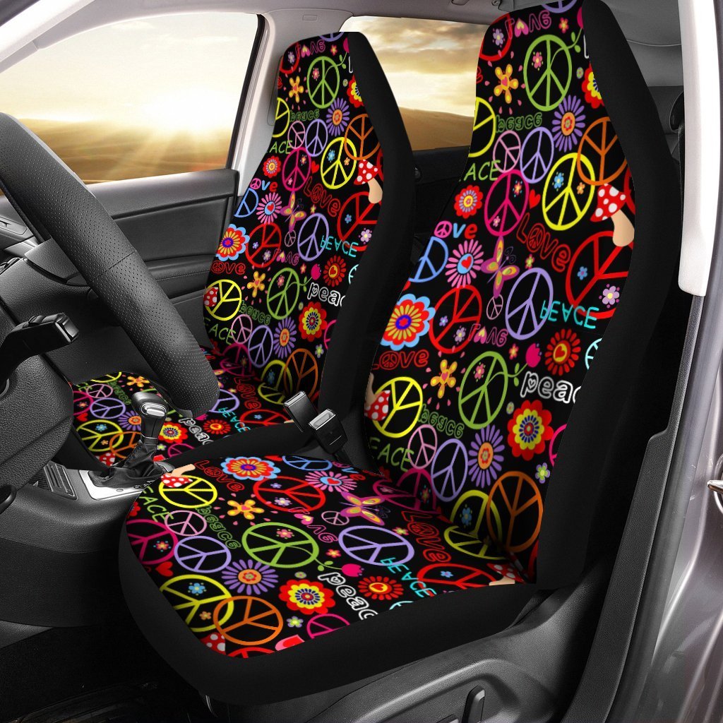 Peace Car Seat Covers Custom Love Peace Flower Car Accessories Gifts Idea