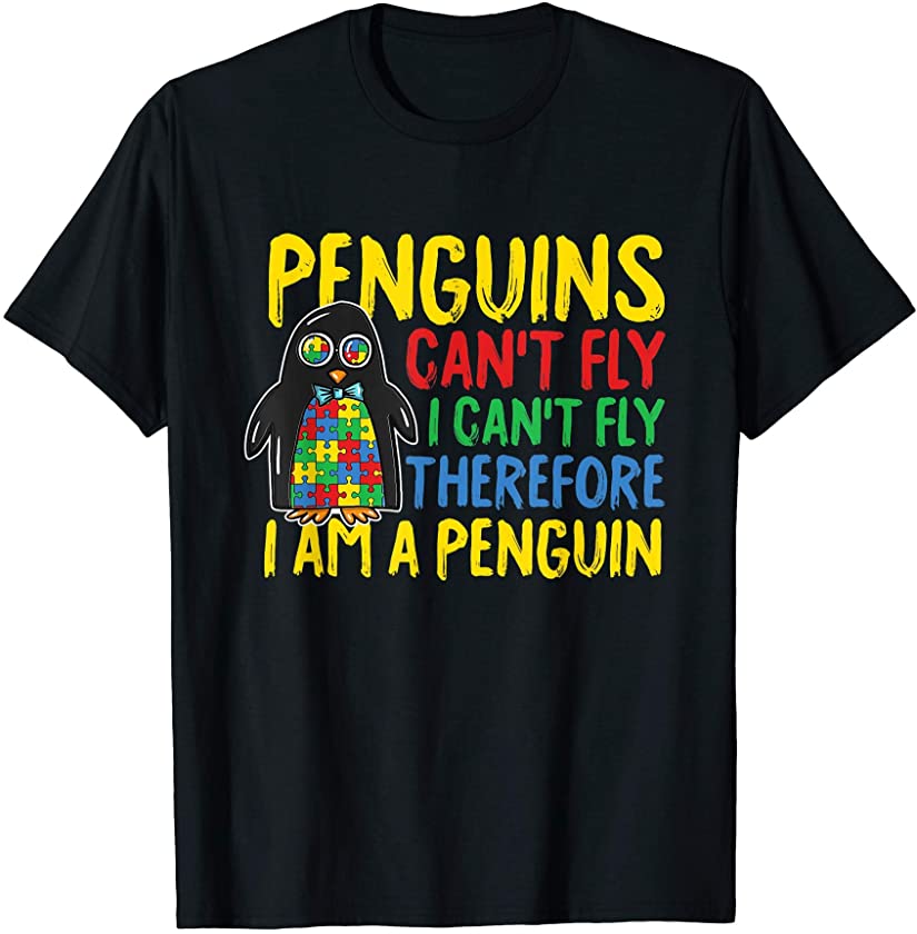 Penguins Cant Fly Autism Awareness Cute Puzzle Kids Gift T-Shirt