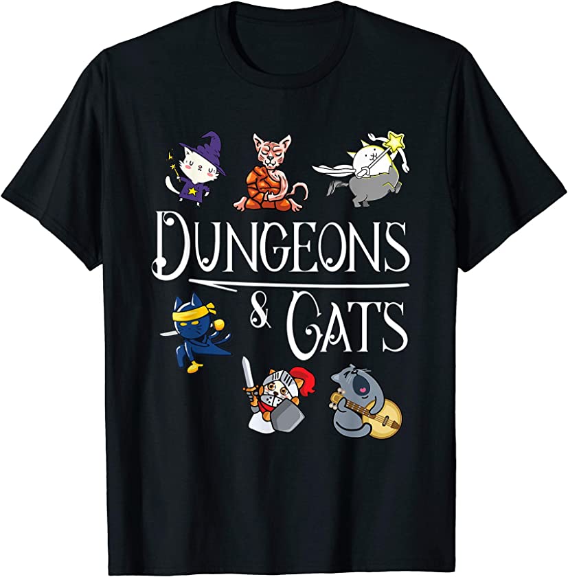 Dungeons and Cats Funny Dragon Cat Kitten Lover Kitty Gift T-Shirt