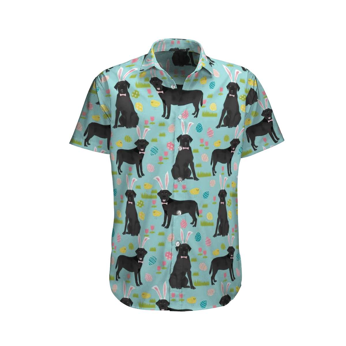 Labrador Retrievers Dog Bunny Ear Aloha Hawaiian Shirt Colorful Short Sleeve Summer Beach Casual Shirt For Men And Women