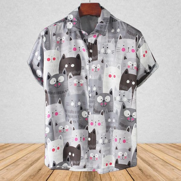 Cartoon Cat Hawaii Shirt For Men Women Ha90940