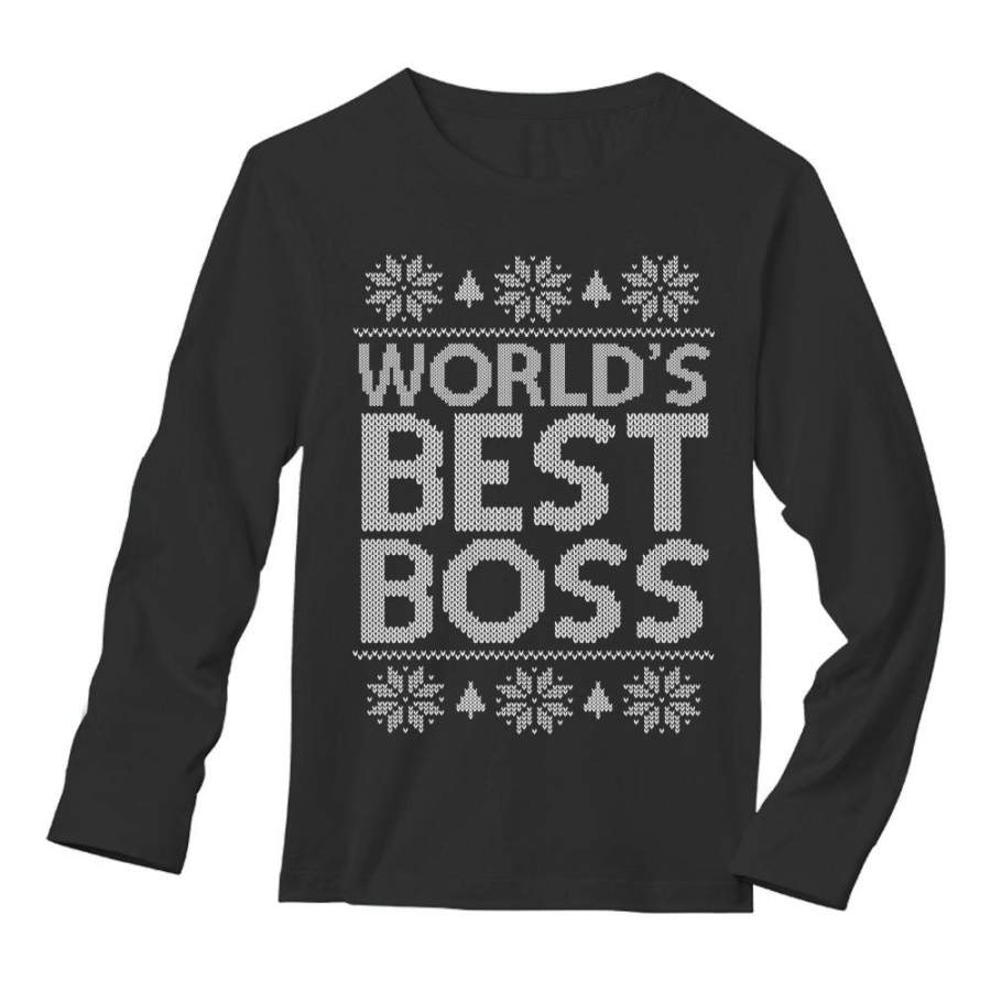 World’s Best Boss Funny Holiday Office Party Ugly Christmas Long Sleeve T-Shirt