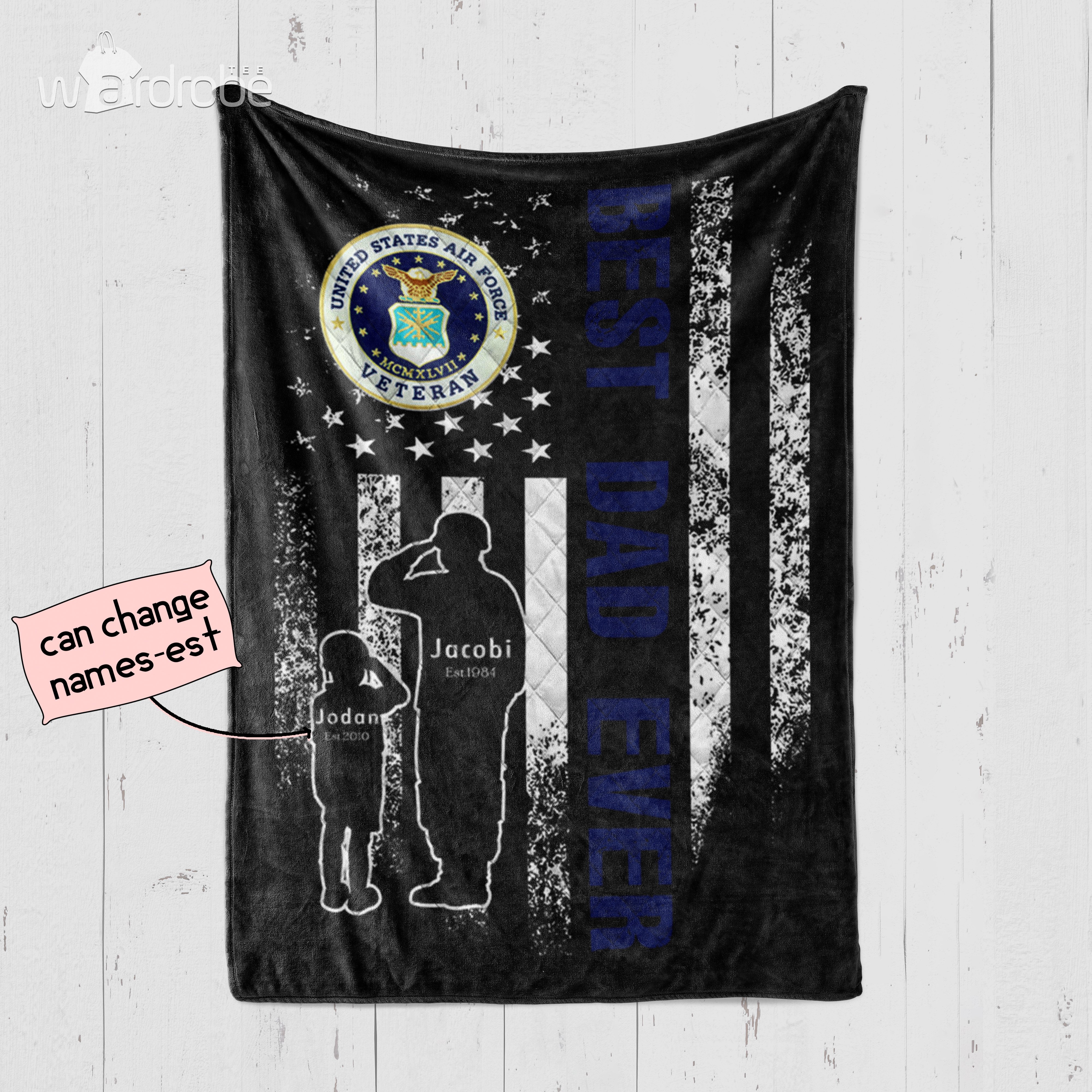 Personalized Father’s Day Gift Dad And Son United States Air Force Veteran – Quilt Blanket