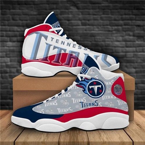 Women Tennessee Titans Air Jordan 13 High Top Leather Sneakers 001