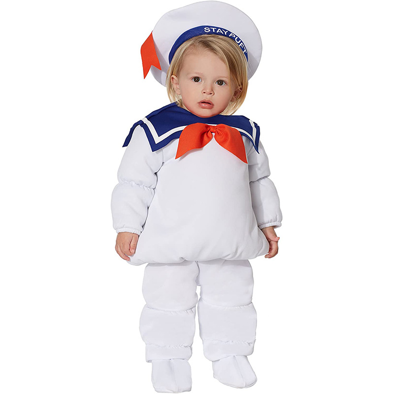 Baby Kids StayPuft Marshmallow Man Cosplay Set Ghost Busters Movie Costumes Halloween Carnival Party Anime Clothes Disfraces alx