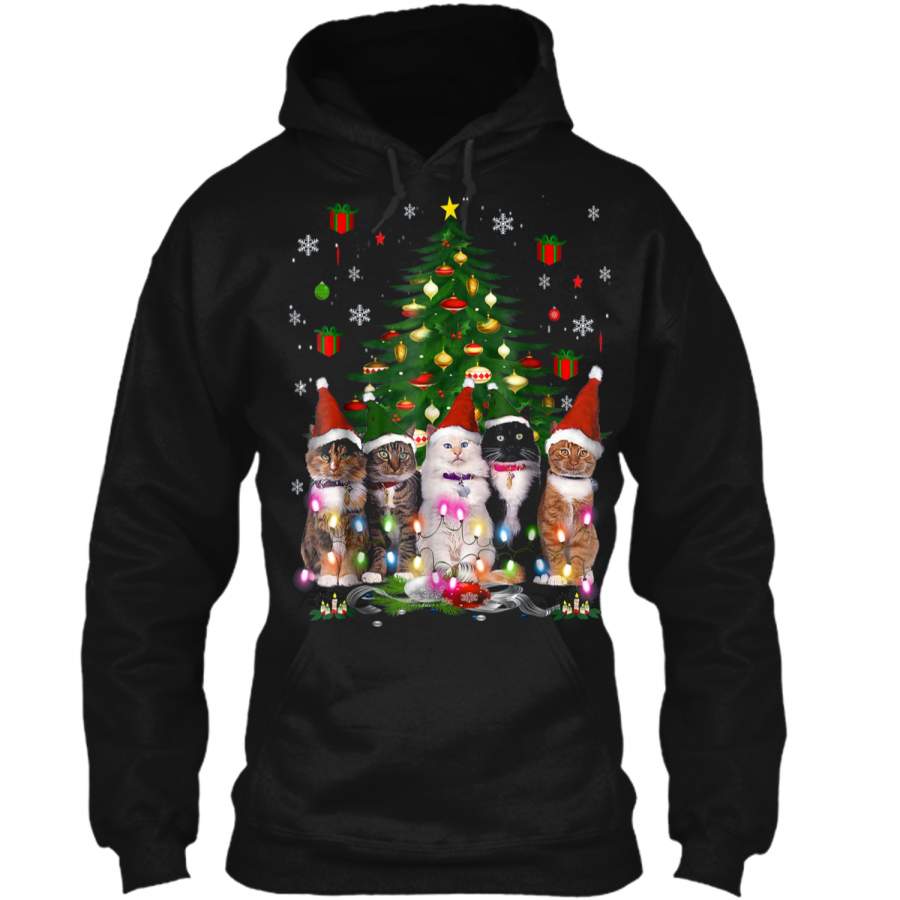 Cat Christmas Funny  Meowy Christmas Tree Cat  Pullover Hoodie   Christmas Gift Ideas