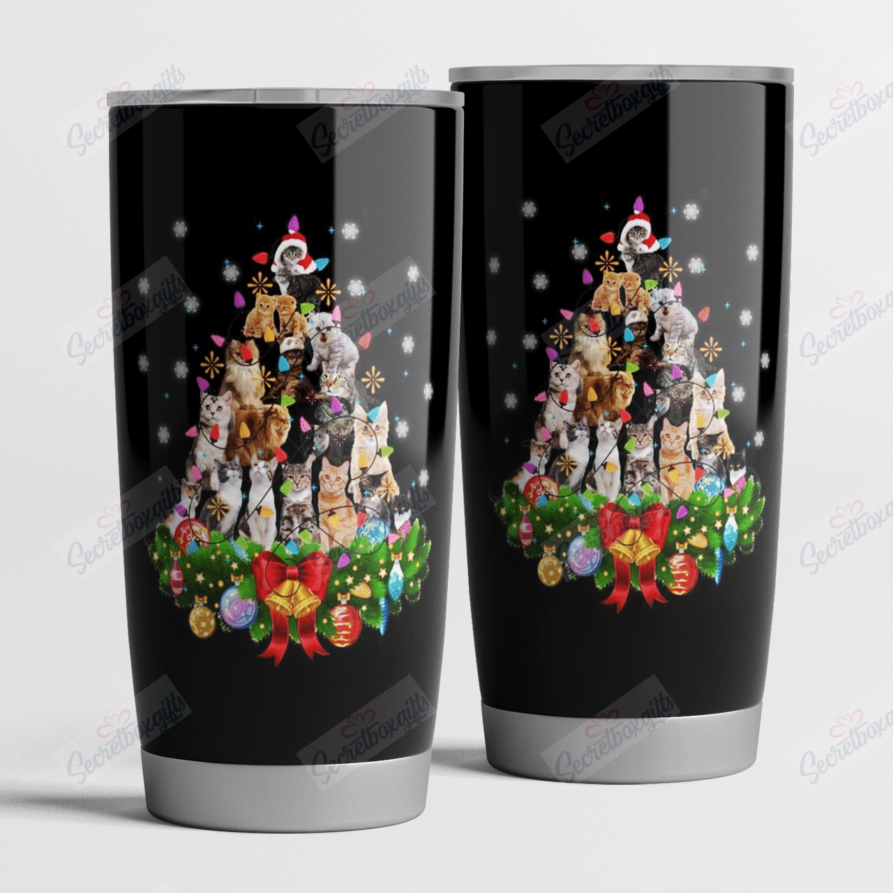 Personalized Cat Kitten Christmas Tree Nc1611567Cl Stainless Steel Tumbler Travel Customize Name, Text, Number, Image