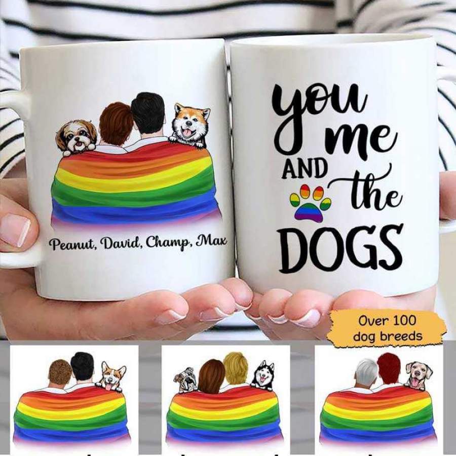 LGBT Couple And Dogs Personalized Mug