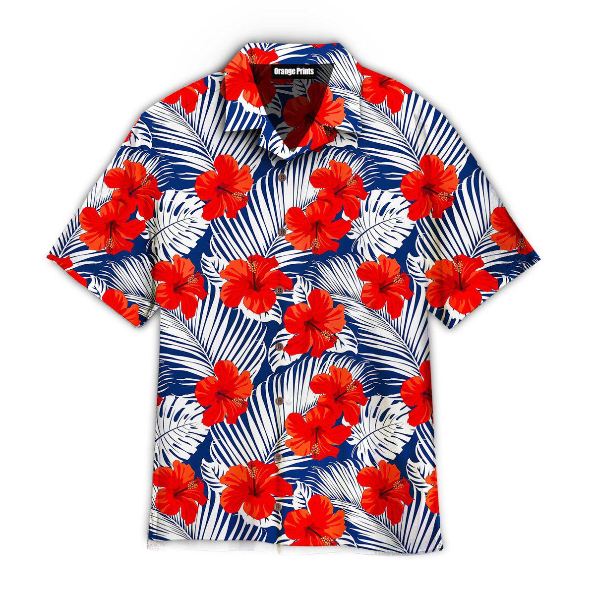 Red Flower Tropical Aloha Hawaii Shirts For Men Women Ha82332