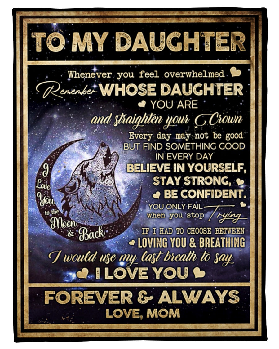 To My Daughter Fleece Blanket, Remember Whose Daughter You Are Gift For Daughter From Mom Birthday Gift Home Decor Bedding Couch Sofa Soft