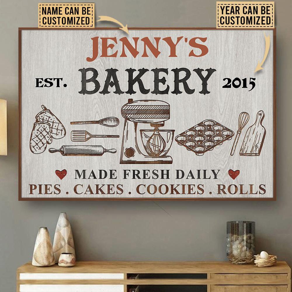 Aeticon Gifts Personalized Baking Bakery Made Fresh Daily Cookies Rolls Canvas Mom Dad Gift Home Decor