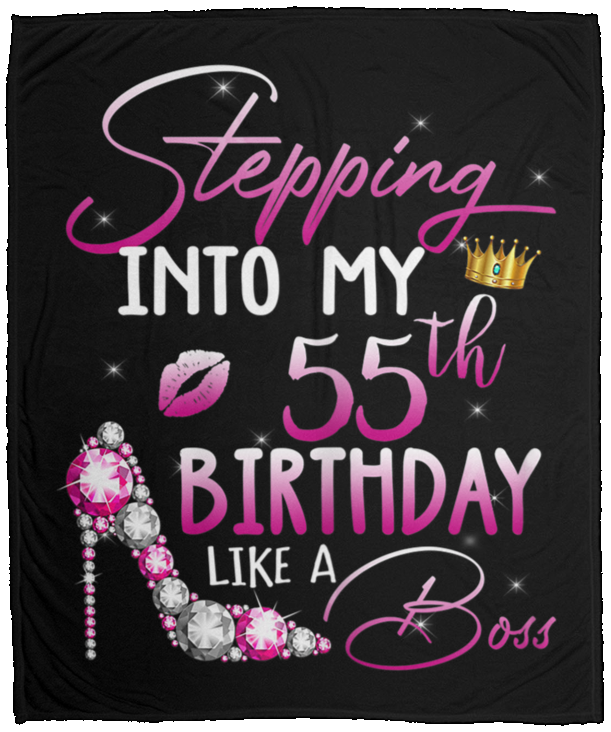 Womens Stepping Into My 55th Birthday In 1965 Gifts 55 Years Old Fleece Blanket – 50×60